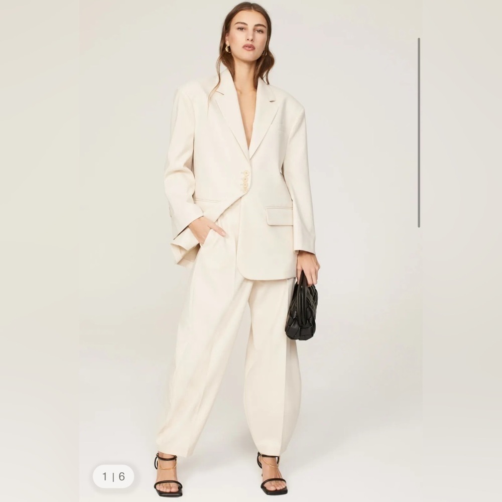 By Malene Birger Biena Woven Oversized Blazer Beige Size S $880